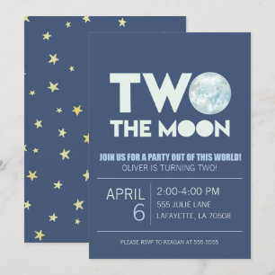 Twee de uitnodiging van de Moon Birthday Party