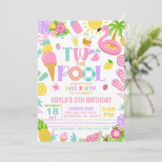 TWEE de uitnodiging voor het verjaardagsfeest van  (Staand voorkant)