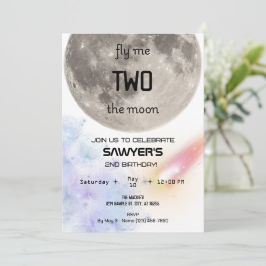 Twee de uitnodigingen voor het verjaardagsfeest va (Staand voorkant)