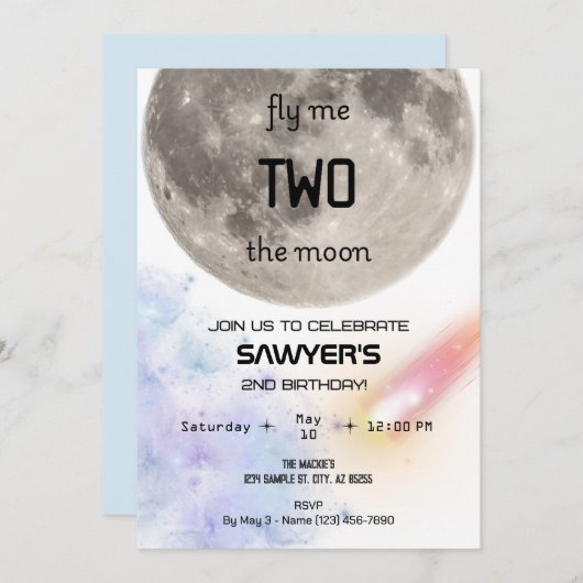 Twee de uitnodigingen voor het verjaardagsfeest va (Voorkant / Achterkant)