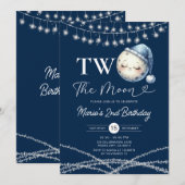 Twee De Verjaardag van de Maan Partij String Light Kaart (Voorkant / Achterkant)
