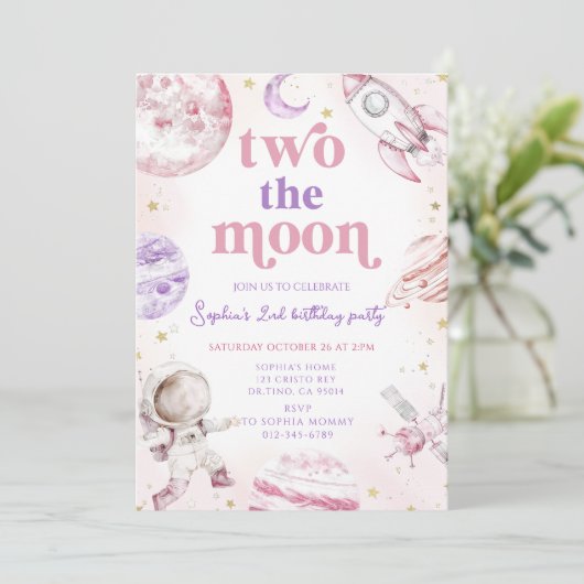 Twee de verjaardag van het maanmeisje kaart (Staand voorkant)