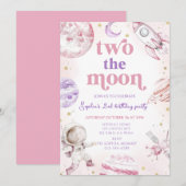 Twee de verjaardag van het maanmeisje kaart (Voorkant / Achterkant)