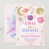 Twee de verjaardag van het maanmeisje kaart (Voorkant / Achterkant)