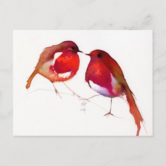 Twee de Vogels 2014 van weinig Inkt Briefkaart (Voorkant)