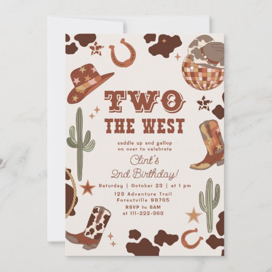 Twee de West cowboy 2e foto Verjaardagsfeest Kaart (Voorkant)
