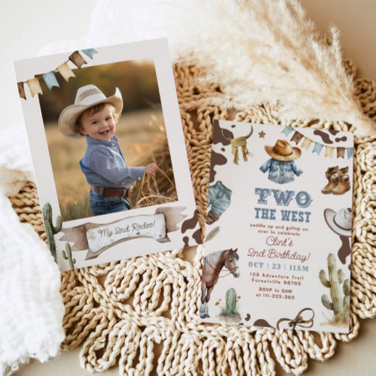 Twee de West cowboy 2e foto Verjaardagsfeest Kaart