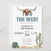 Twee De West-Westerne Rodeo Cowboy Verjaardag Invi Kaart (Voorkant)