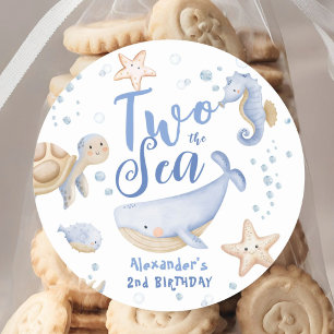 TWEE De Zee 2e Verjaardag Jongen Blauwe Cute Oceaa Ronde Sticker