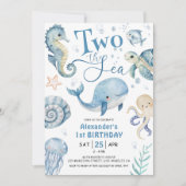 Twee De Zee Boy Ocean 2e Verjaardag Blauw Schattig Kaart (Voorkant)