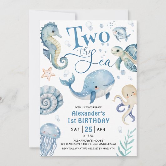 Twee De Zee Boy Ocean 2e Verjaardag Blauw Schattig Kaart (Voorkant)