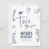 Twee De Zee Oceaan 2e Verjaardagsfeestuitnodiging Kaart (Voorkant)