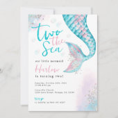 Twee de Zee Waterverf Zeemeermin Verjaardagsuitnod Aankondiging (Voorkant)