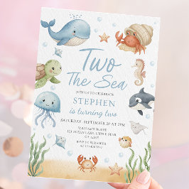 Twee De Zee Wordt Twee Zeedieren Verjaardag Kaart