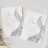 Twee de Zee Zeemeermin 2e Verjaardag Uitnodiging