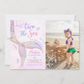 Twee De Zee Zeemeermin 2e Verjaardagsfeestfoto Kaart (Voorkant)