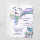 Twee De Zee Zeemeermin Tail 2e Verjaardagsfeest Kaart (Voorkant)