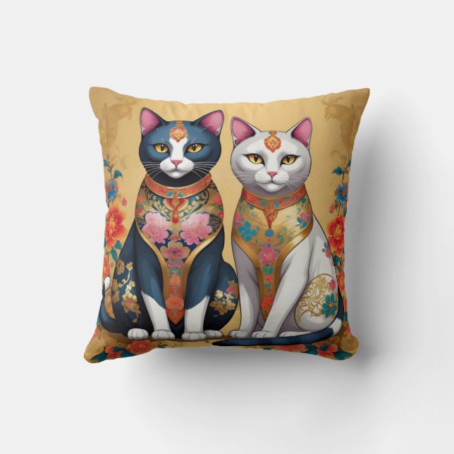 Twee decoratieve bloemenkatten kussen (Achterkant)