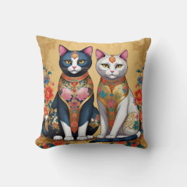 Twee decoratieve bloemenkatten kussen