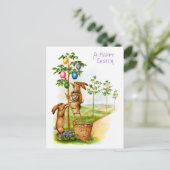 Twee decorerende konijnen briefkaart (Staand voorkant)