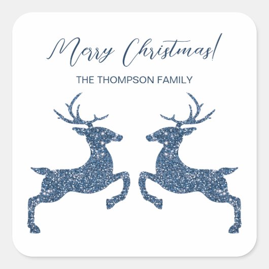 Twee deeg in Faux Blue Glitter look and Custom Tex Vierkante Sticker (Voorkant)