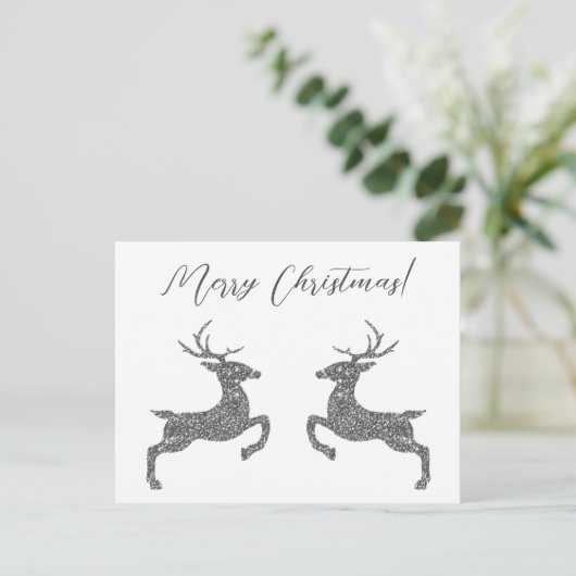 Twee deeg in Faux Silver Glitter met douanetekst Briefkaart (Staand voorkant)