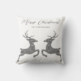 Twee deeg in Faux Silver Glitter met douanetekst Kussen