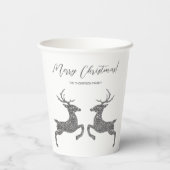 Twee deeg in Faux Silver Glitter met douanetekst Papieren Bekers (Achterkant)