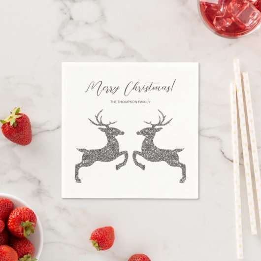 Twee deeg in Faux Silver Glitter met douanetekst Servet (Insitu)