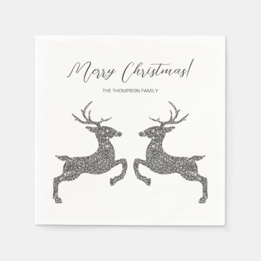 Twee deeg in Faux Silver Glitter met douanetekst Servet (Voorkant)