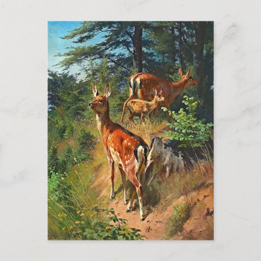 Twee deer en klap in het bos Briefkaart (Voorkant)