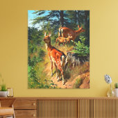Twee deer en klap in het bos canvas afdruk (Insitu (Woonkamer))