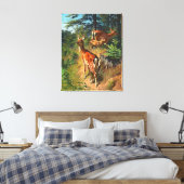 Twee deer en klap in het bos canvas afdruk (Insitu (Slaapkamer))