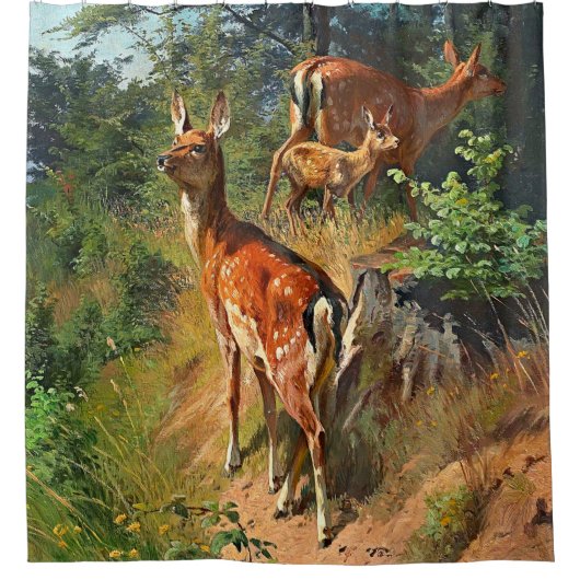 Twee deer en klap in het bos douchegordijn (Voorkant)