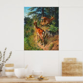 Twee deer en klap in het bos poster (Keuken)
