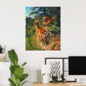 Twee deer en klap in het bos poster (Thuiskantoor)