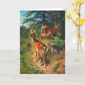 Twee deer en lul in de bosblanco kaart (Gele Bloem)