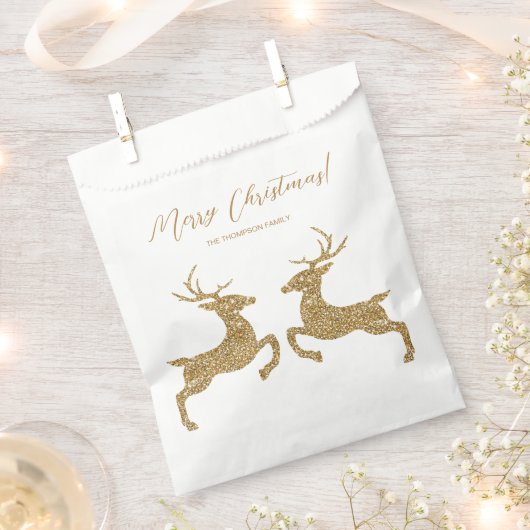 Twee deer in Faux Geel Glitter met tekst Bedankzakje (Geknipt)