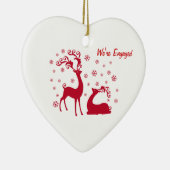 Twee deers in Love Heart Verloving Keramisch Ornament (Rechts)