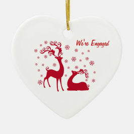 Twee deers in Love Heart Verloving Keramisch Ornament