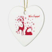 Twee deers in Love Heart Verloving Keramisch Ornament (Links)