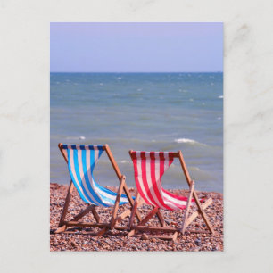 Twee dekletters op het strand briefkaart