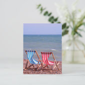 Twee dekletters op het strand briefkaart (Staand voorkant)