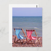 Twee dekletters op het strand briefkaart (Voorkant / Achterkant)