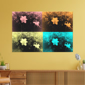 Twee delicate bloemen in roze, blauw, geel, marsal canvas afdruk (Insitu (Woonkamer))