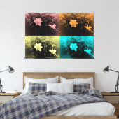 Twee delicate bloemen in roze, blauw, geel, marsal canvas afdruk (Insitu (Slaapkamer))