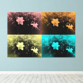 Twee delicate bloemen in roze, blauw, geel, marsal canvas afdruk (Insitu (Houten vloer))