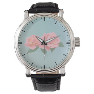 Twee delicate roze rozen horloge