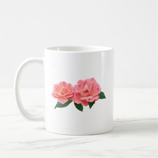 Twee delicate roze rozen koffiemok (Links)