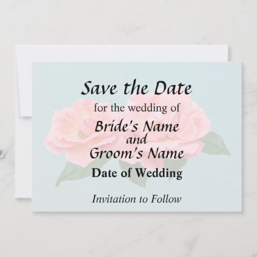 Twee Delicate Roze Rozen Save The Date (Voorkant)
